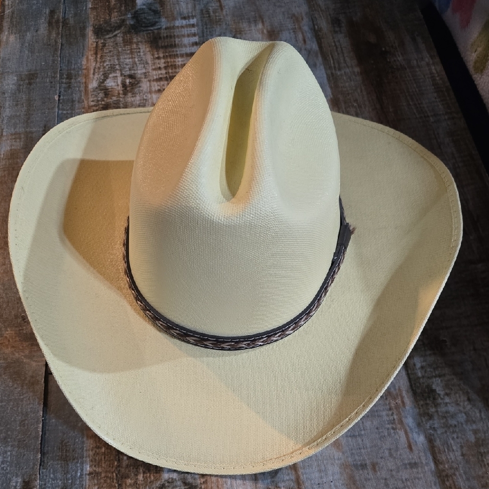 Cream Rigid Cowboy Hat with Braided Band